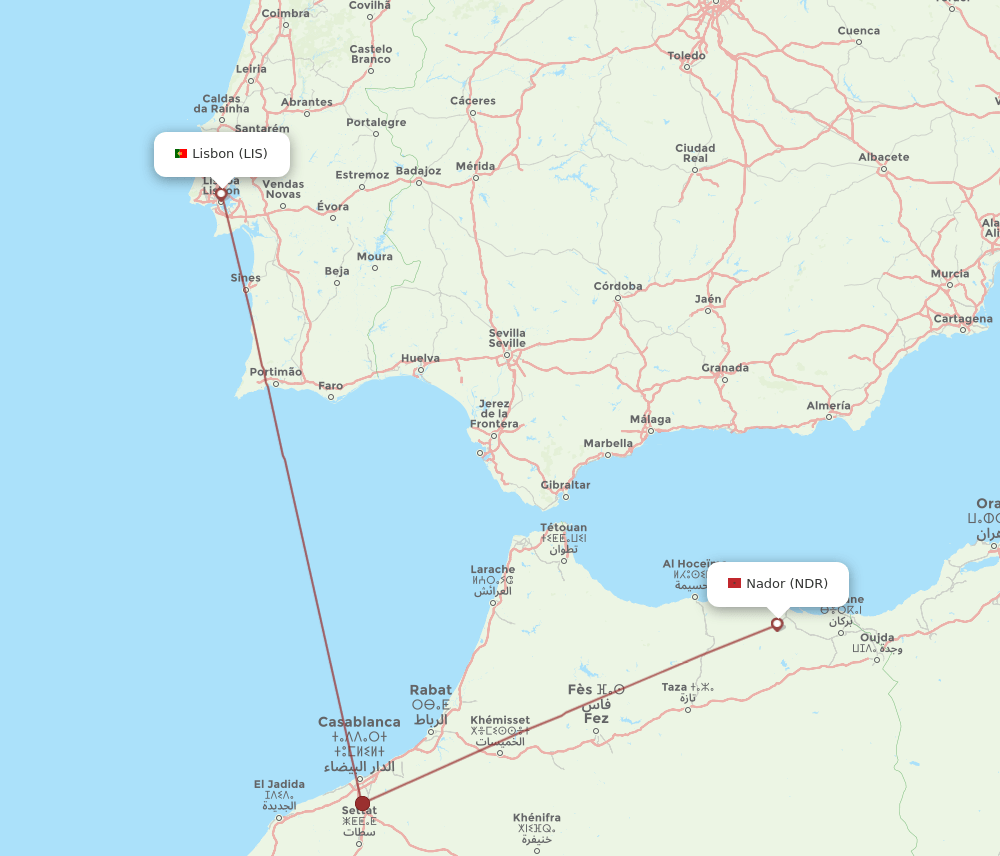 NDR-LIS flight routes