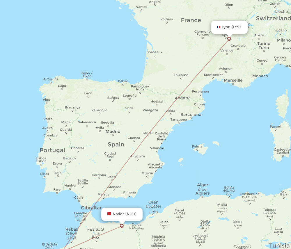 NDR-LYS flight routes
