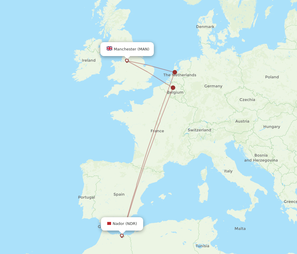 NDR-MAN flight routes