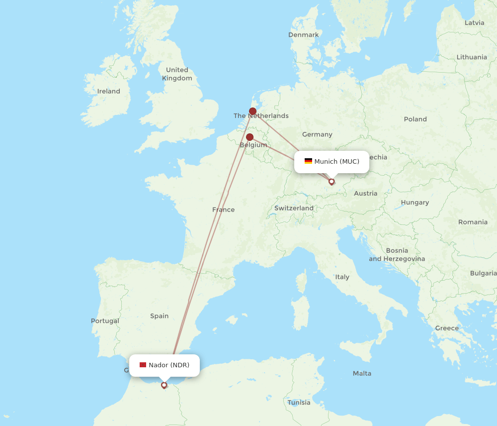 NDR to MUC flights and routes map