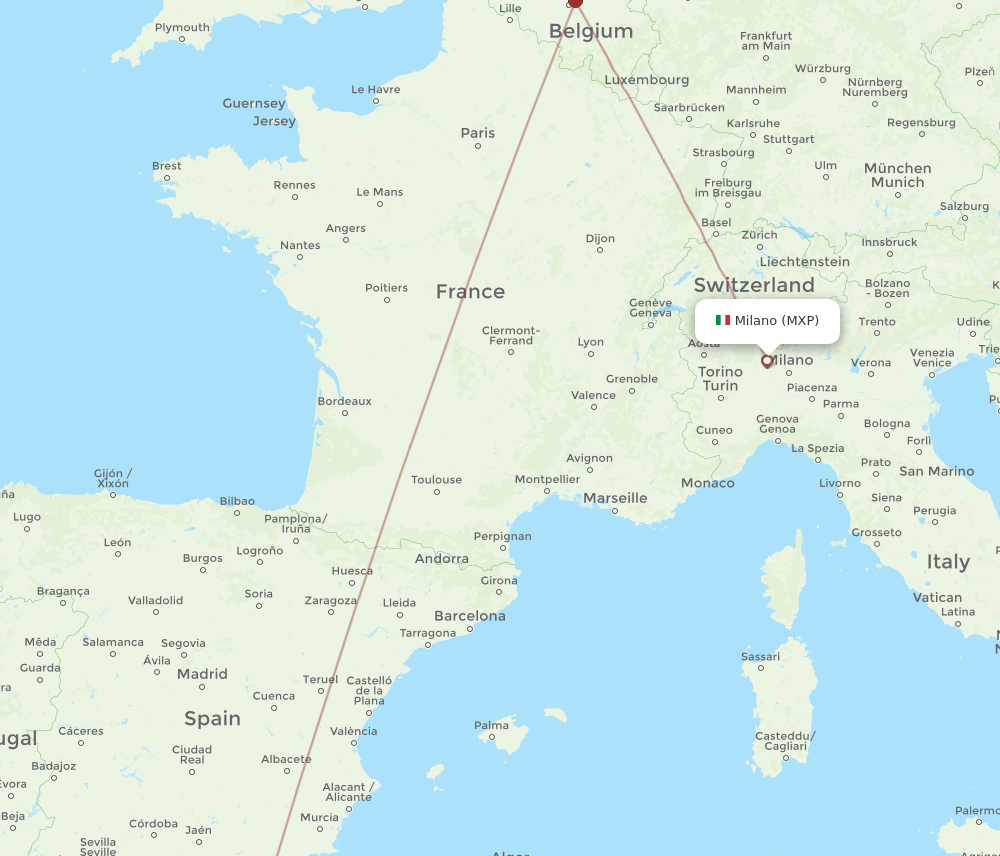 NDR-MXP flight routes