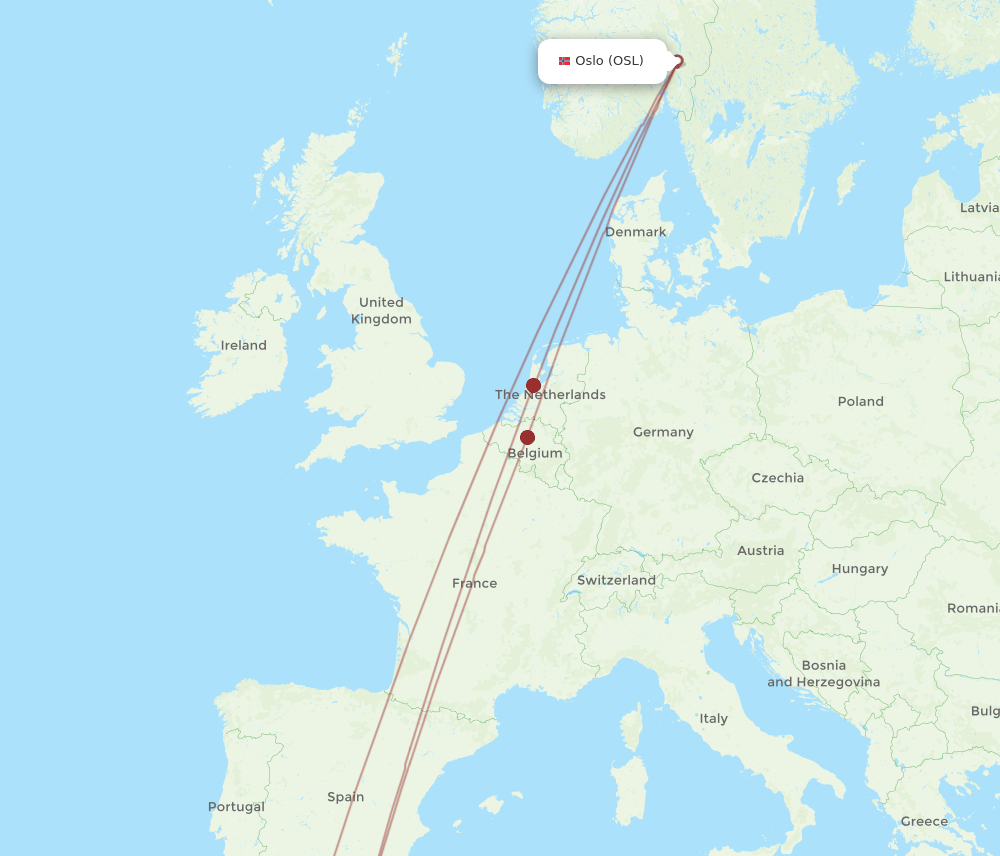 NDR-OSL flight routes