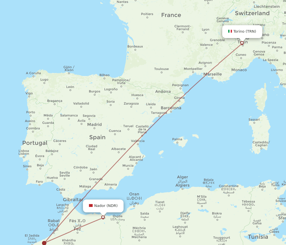 NDR-TRN flight routes