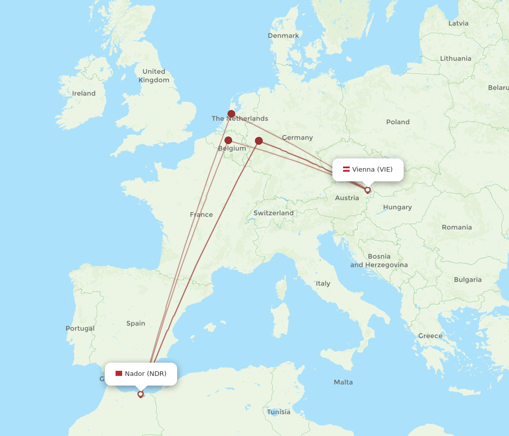 NDR-VIE flight routes