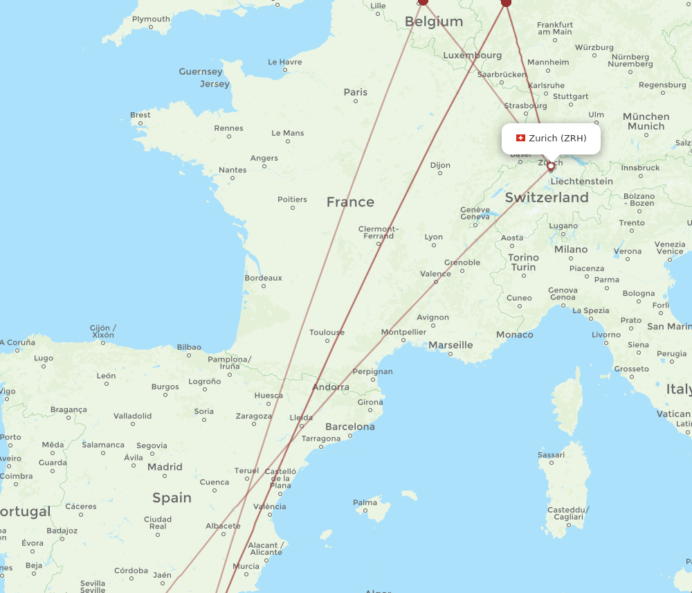 NDR-ZRH flight routes