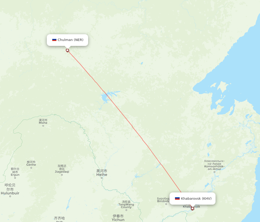 NER to KHV flights and routes map