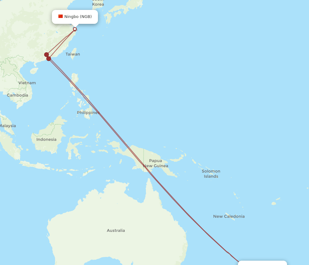 NGB-AKL flight routes