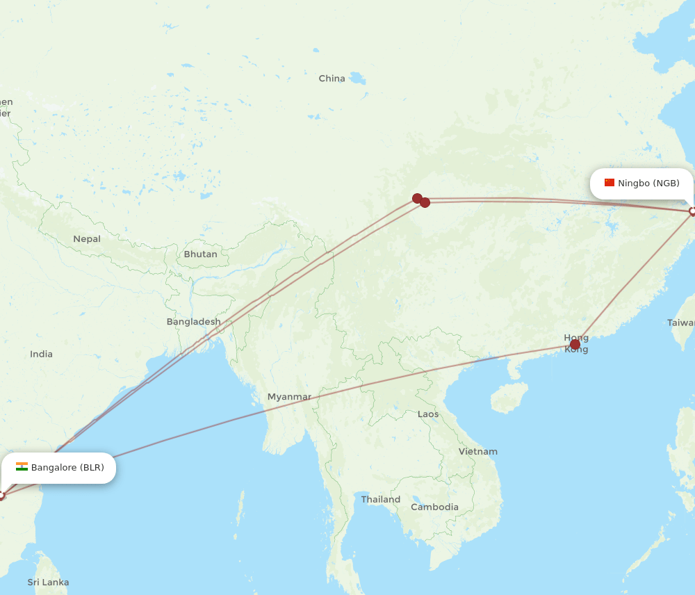 NGB-BLR flight routes