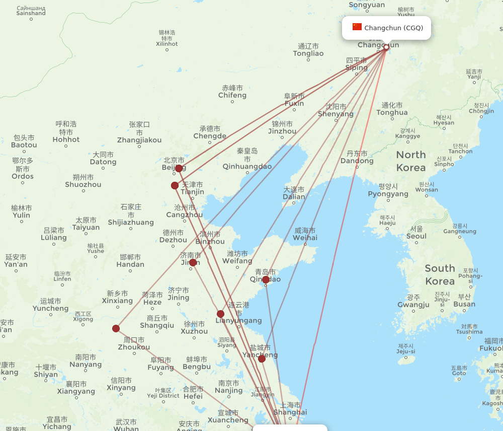 NGB-CGQ flight routes
