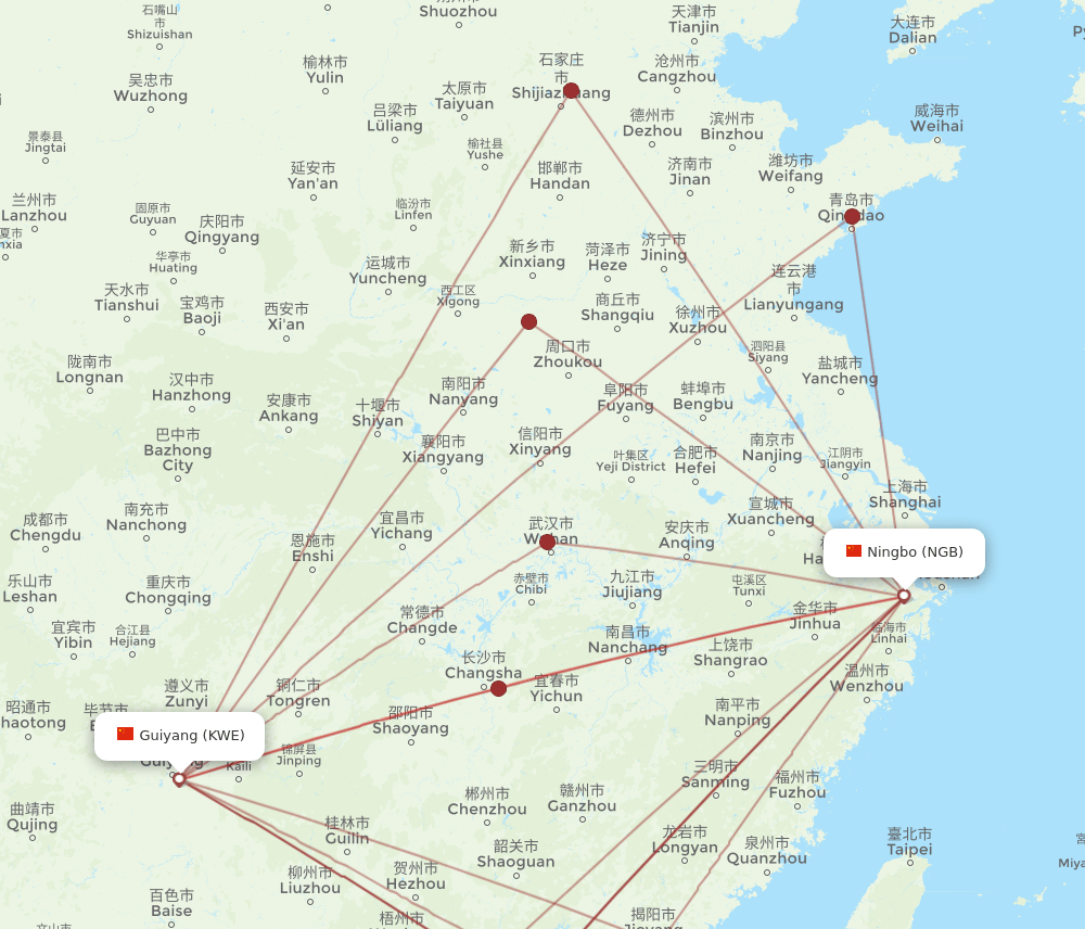 NGB-KWE flight routes