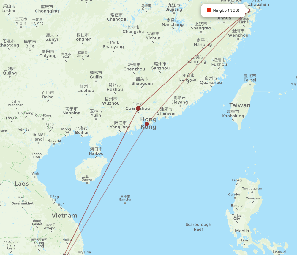 NGB-SGN flight routes