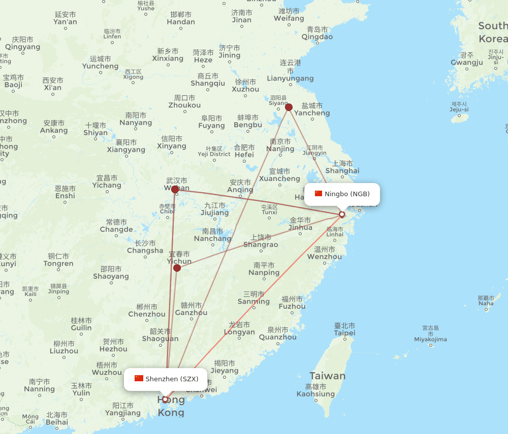 NGB-SZX flight routes