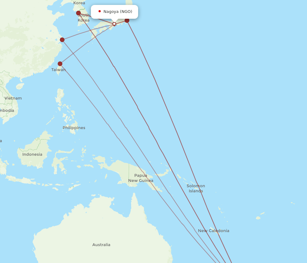 NGO-AKL flight routes