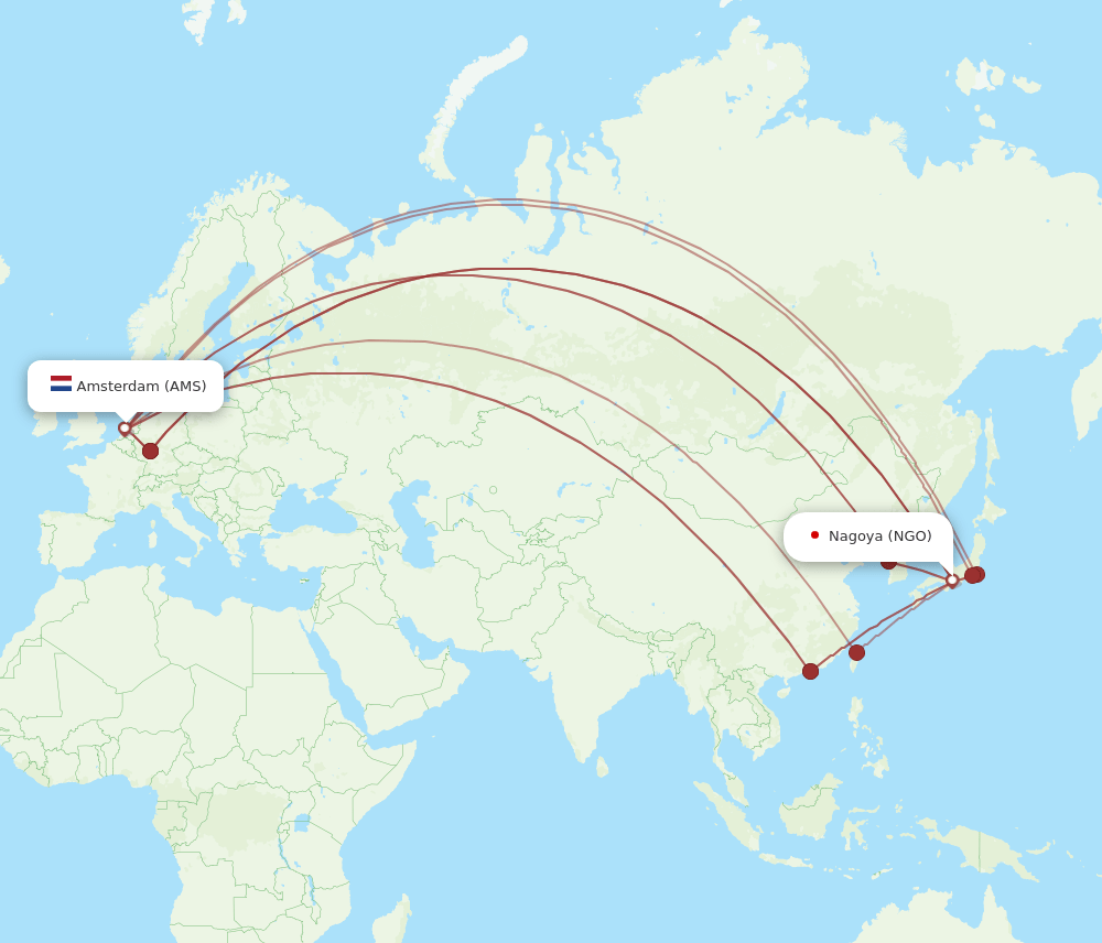 NGO-AMS flight routes