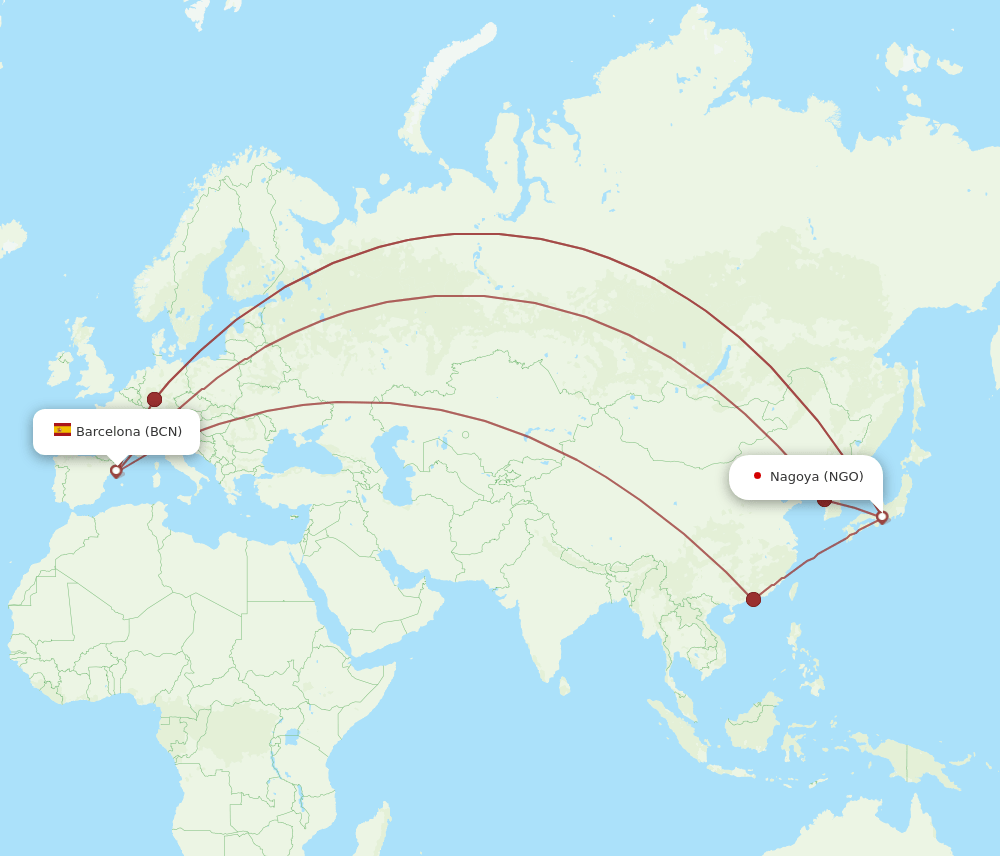 NGO-BCN flight routes