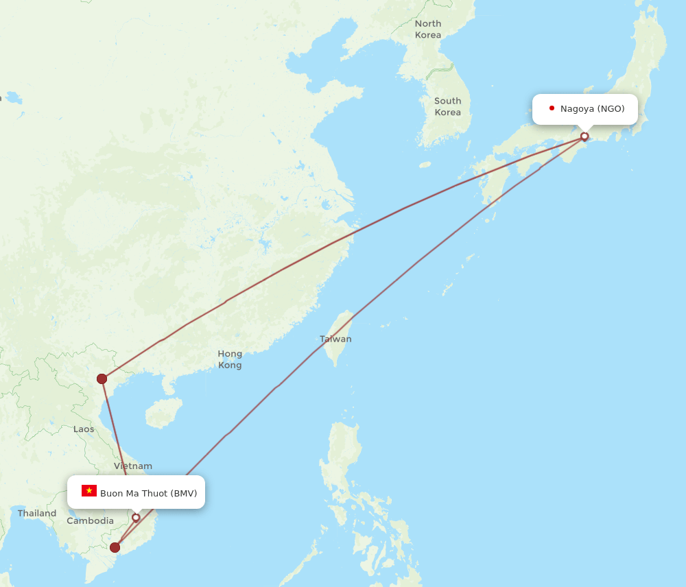 NGO-BMV flight routes