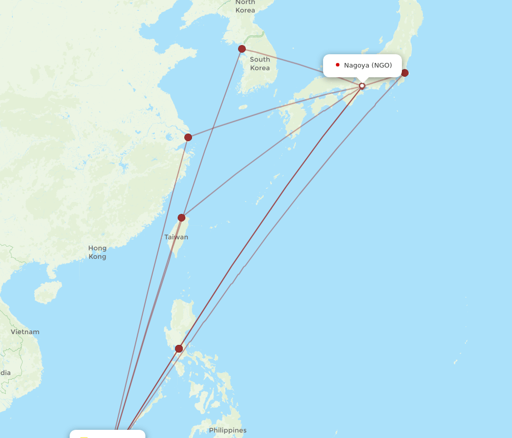NGO-BWN flight routes