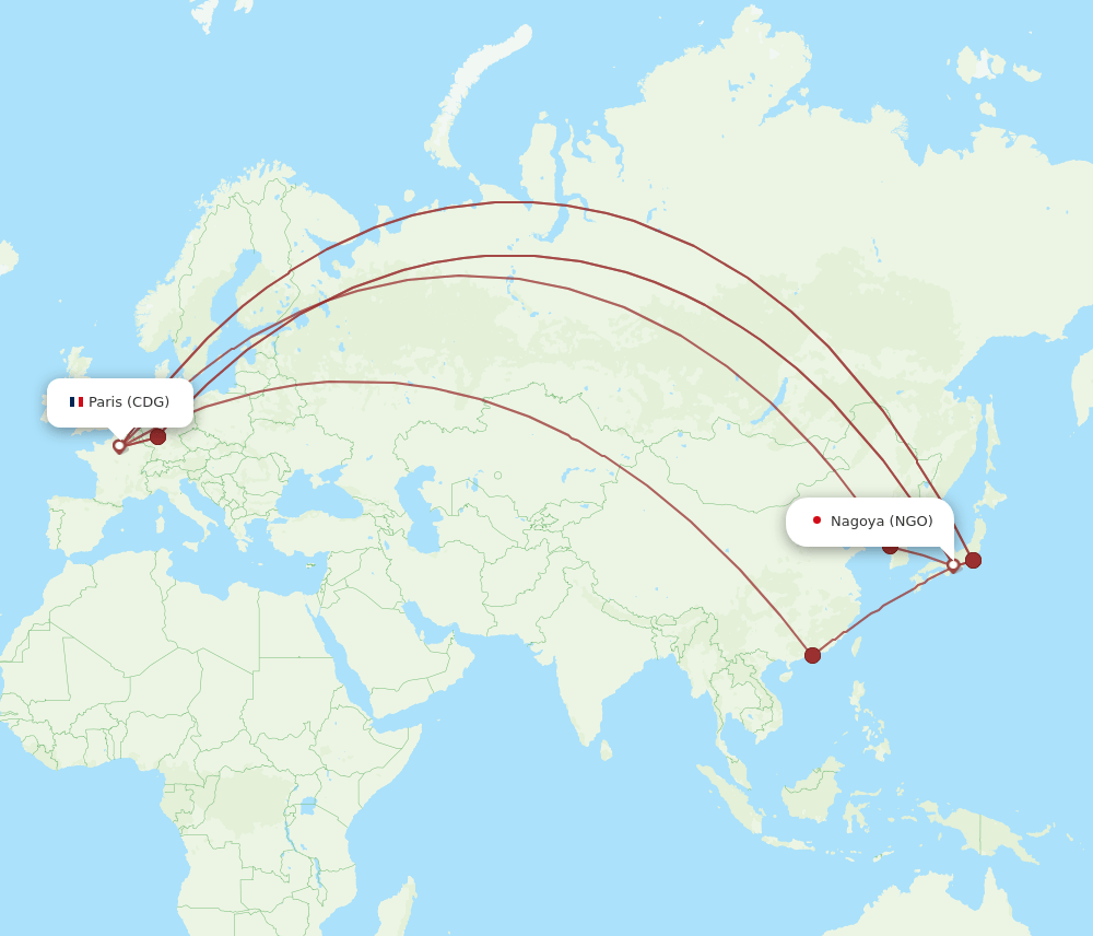 NGO-CDG flight routes