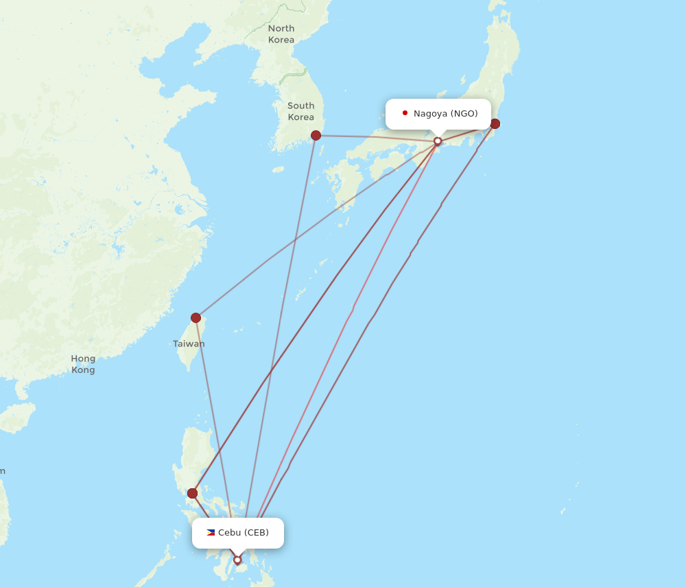 NGO-CEB flight routes