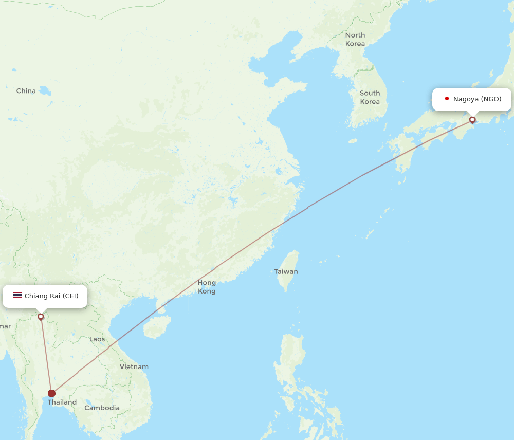 NGO to CEI flights and routes map