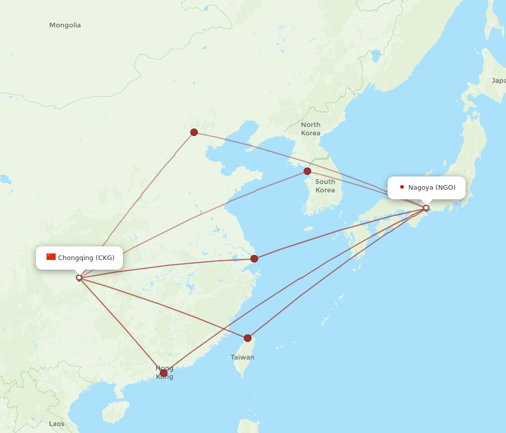 NGO-CKG flight routes