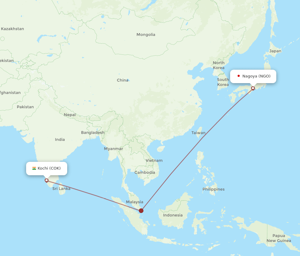 NGO-COK flight routes