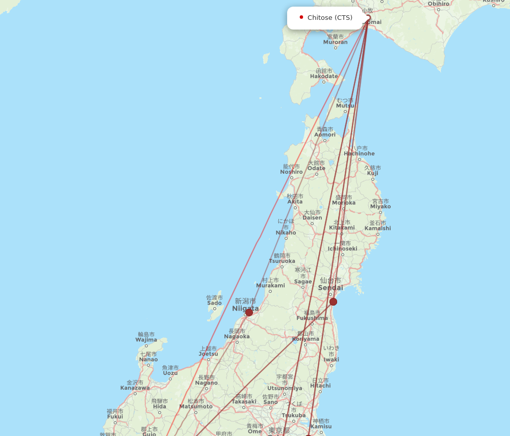 NGO to CTS flights and routes map