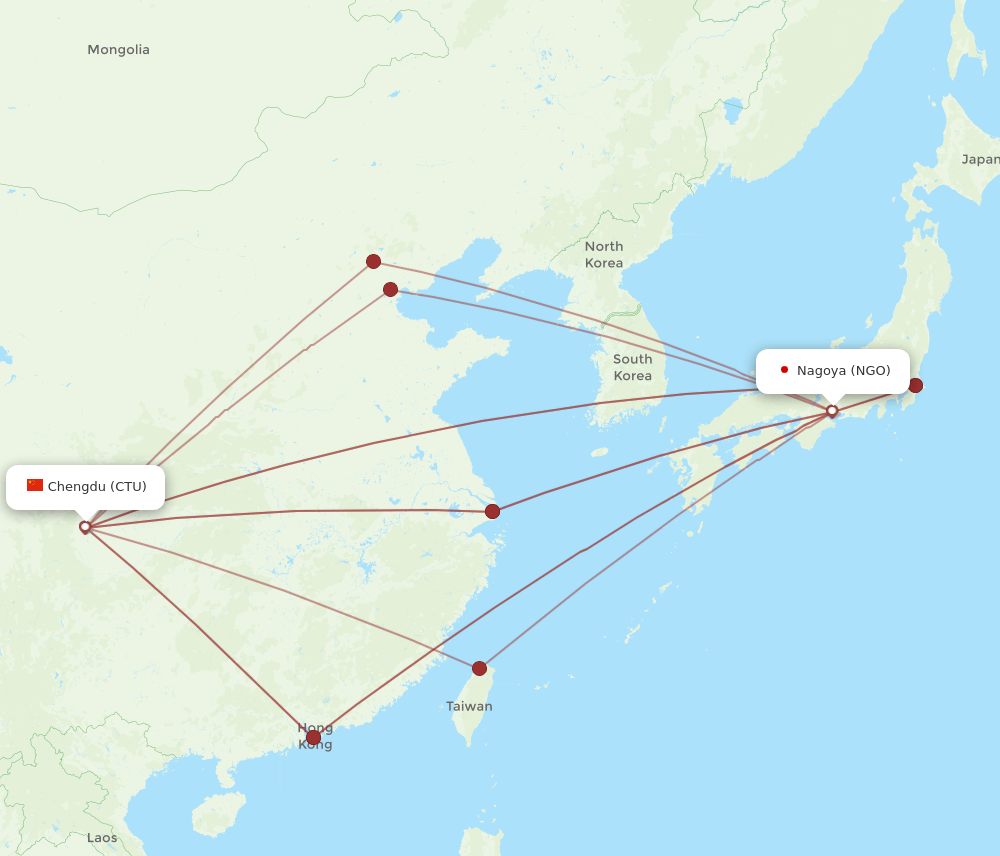 NGO to CTU flights and routes map
