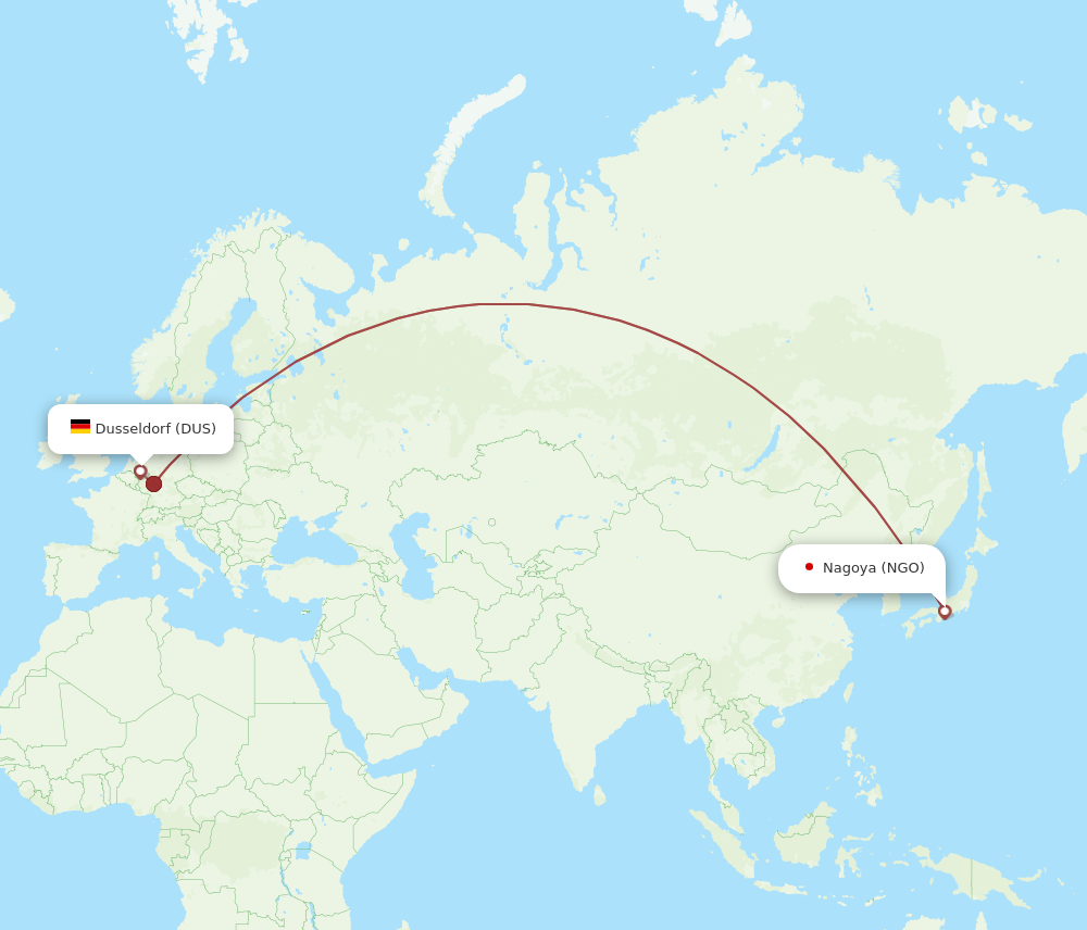 NGO to DUS flights and routes map