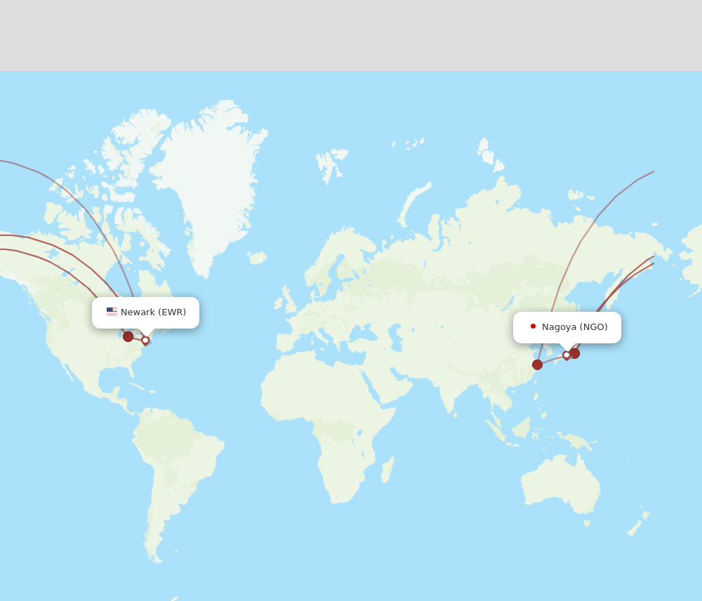 NGO to EWR flights and routes map