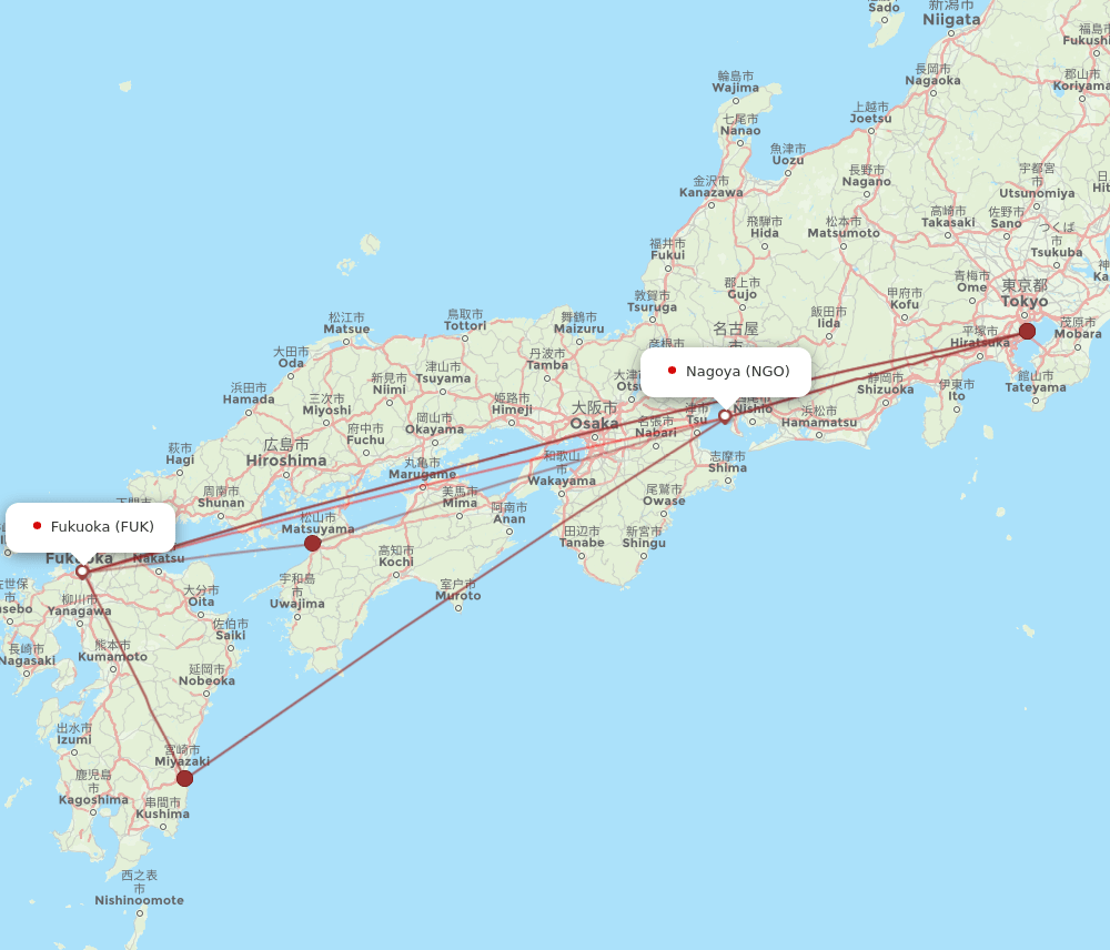 NGO-FUK flight routes