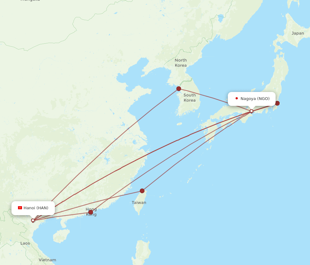 NGO-HAN flight routes