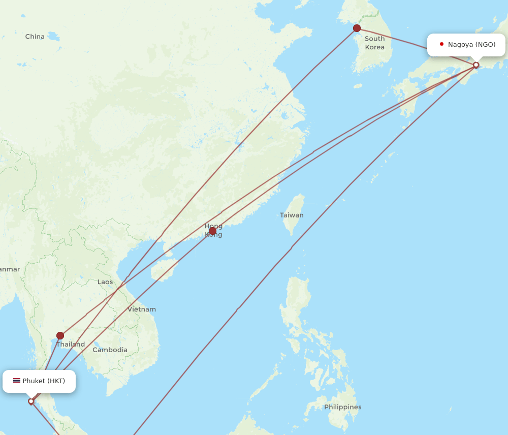 NGO-HKT flight routes