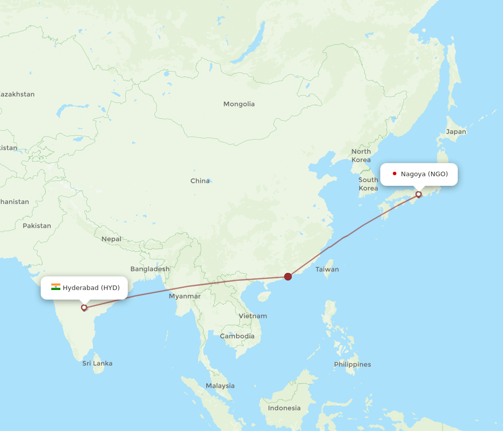 NGO-HYD flight routes