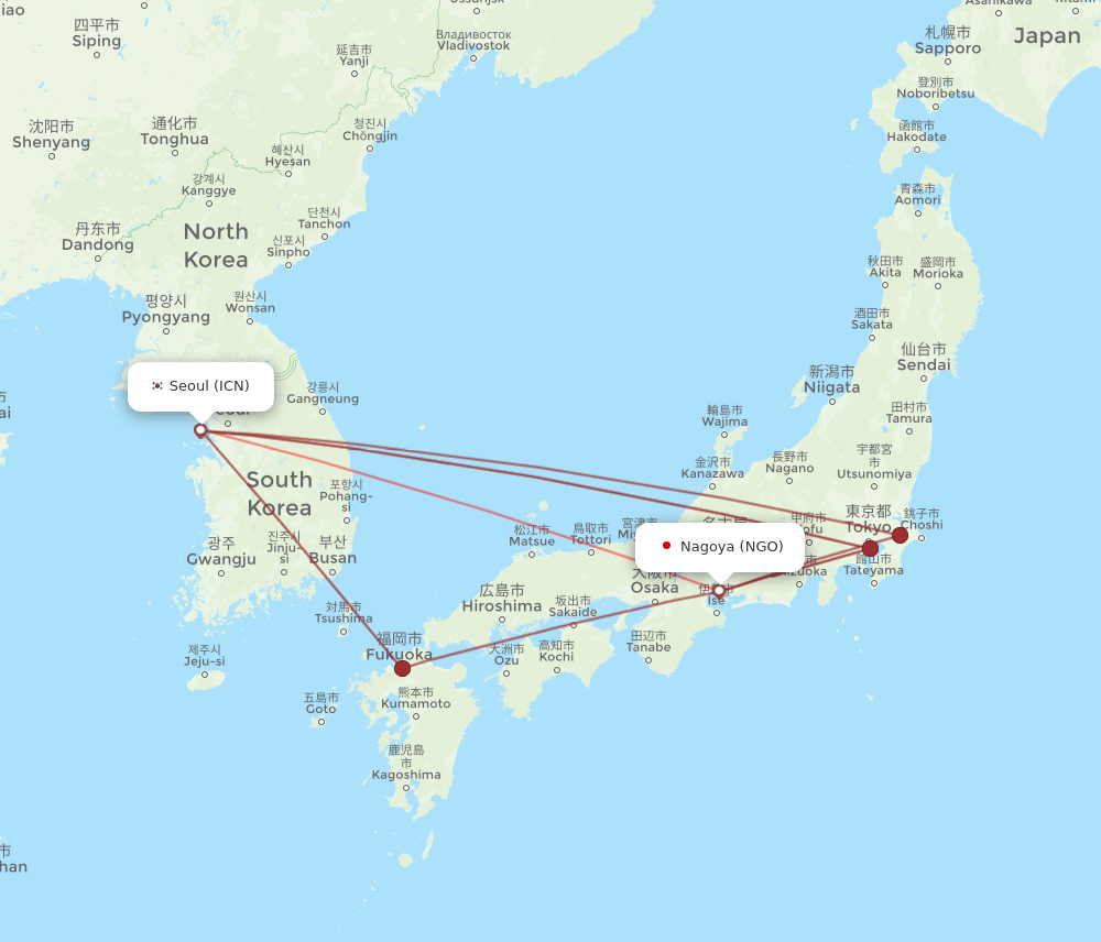 NGO-ICN flight routes