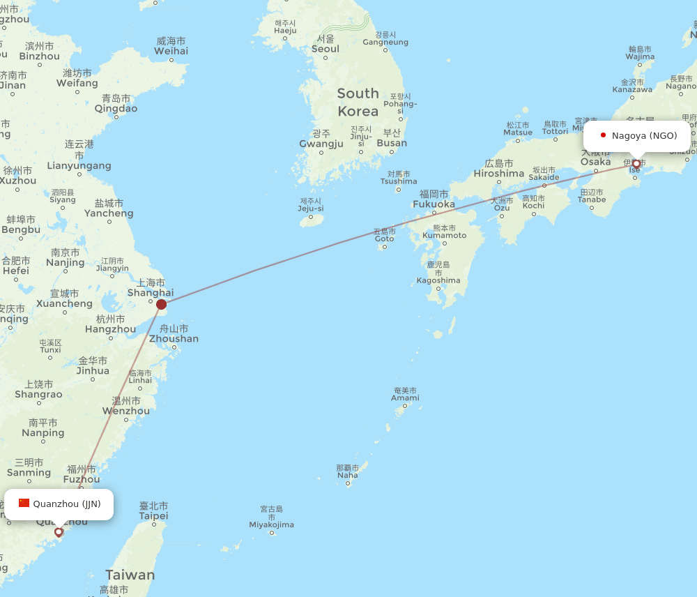 NGO-JJN flight routes