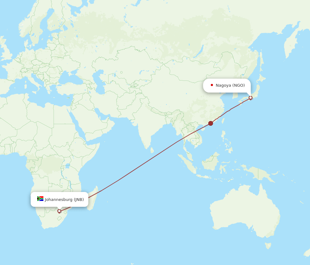 NGO-JNB flight routes