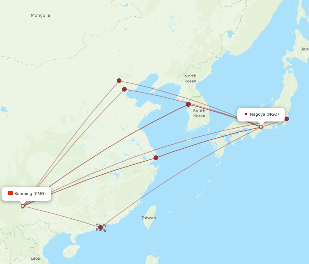 NGO-KMG flight routes