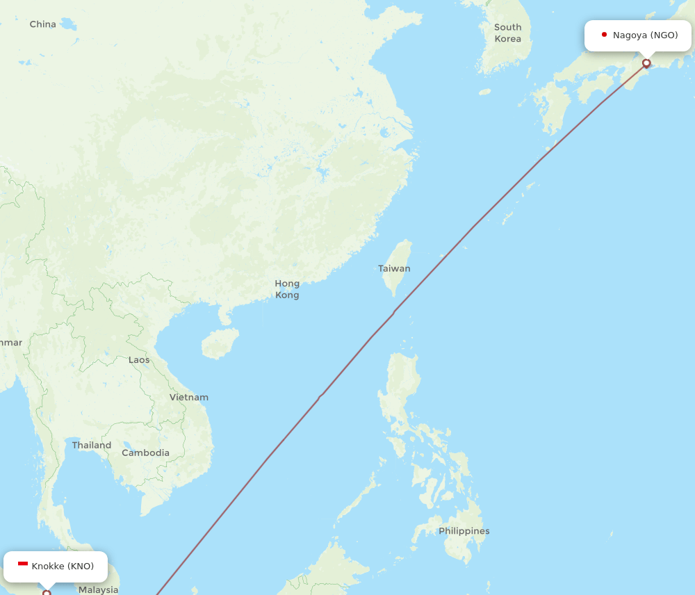 NGO to KNO flights and routes map