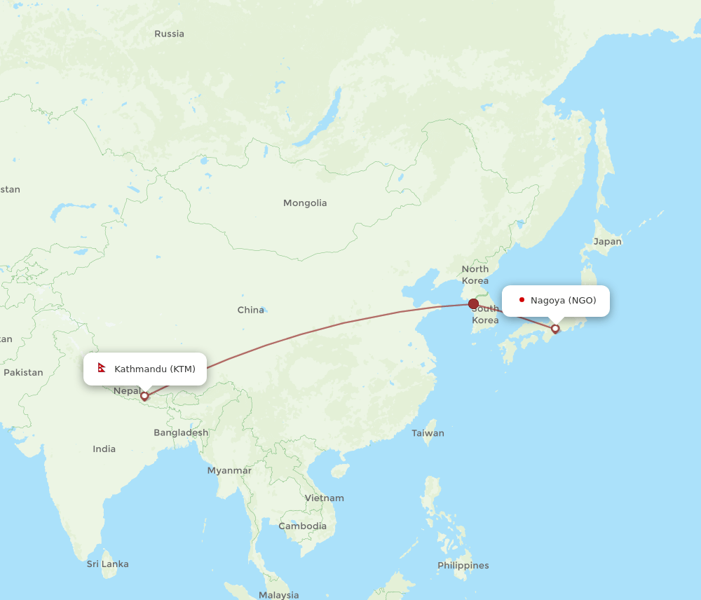 NGO-KTM flight routes