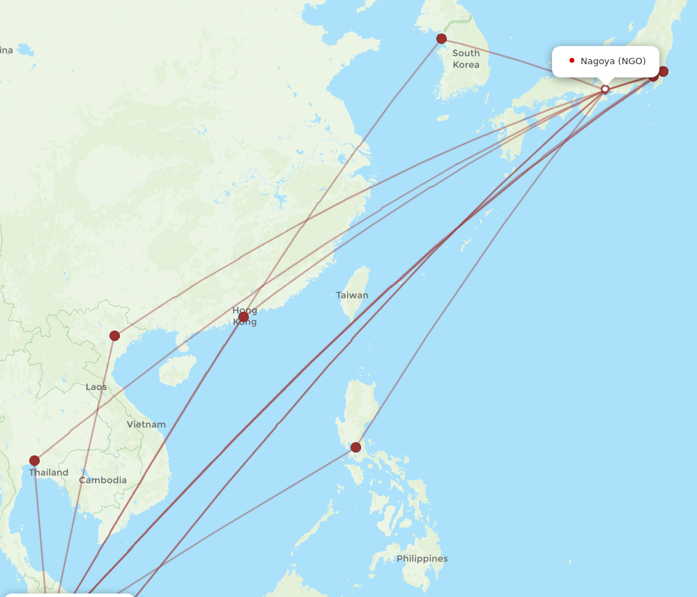 NGO to KUL flights and routes map