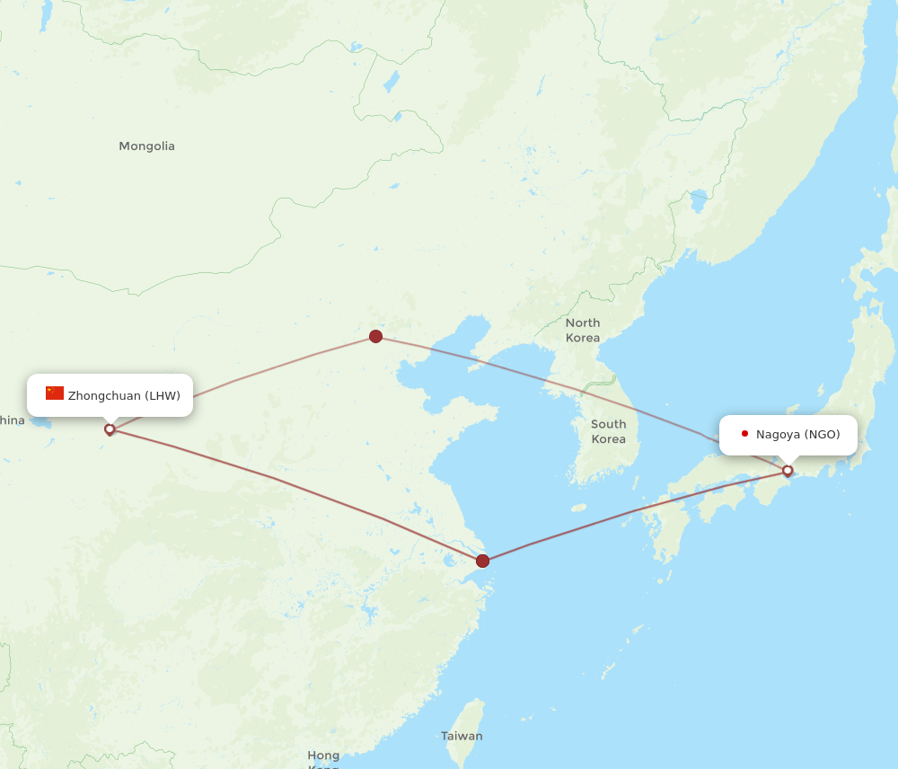 NGO-LHW flight routes