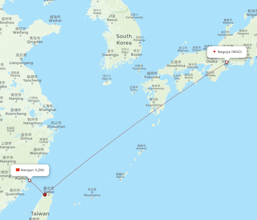 NGO-LZN flight routes
