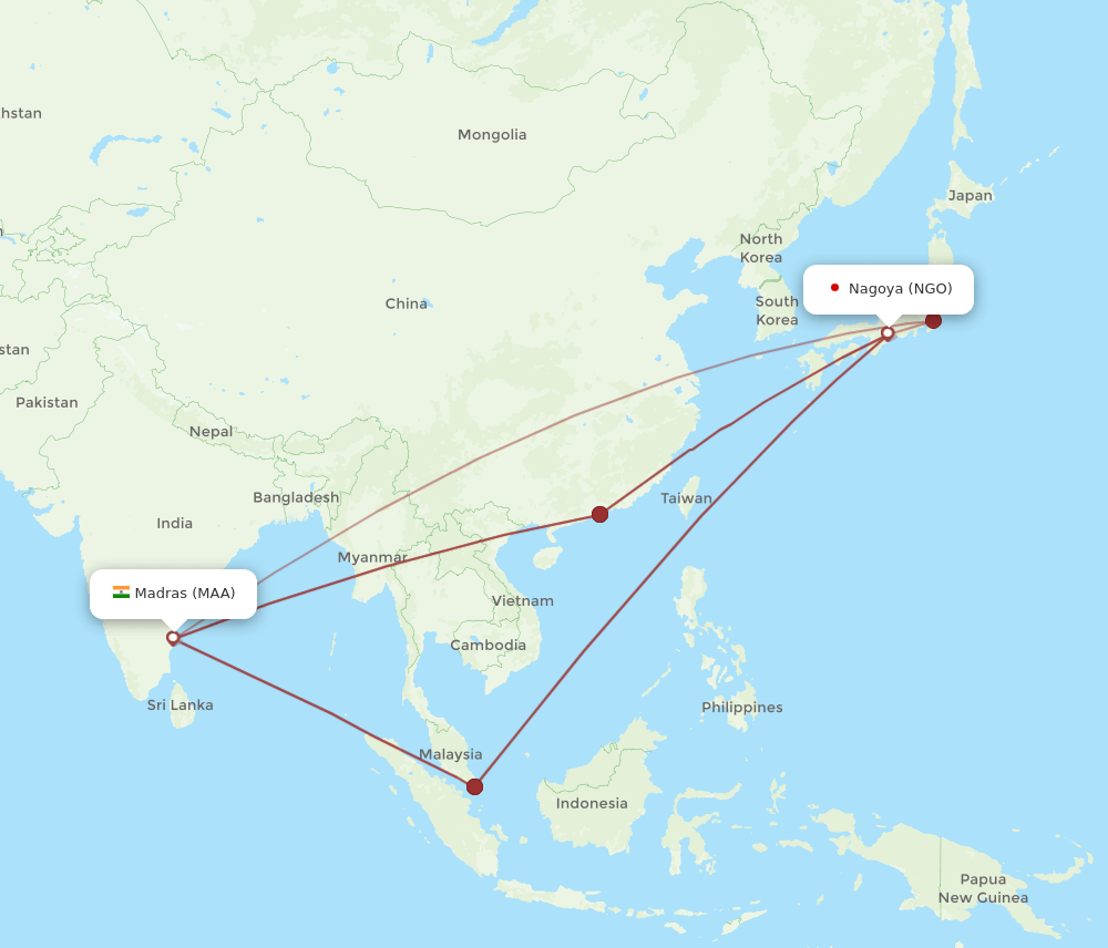 NGO-MAA flight routes