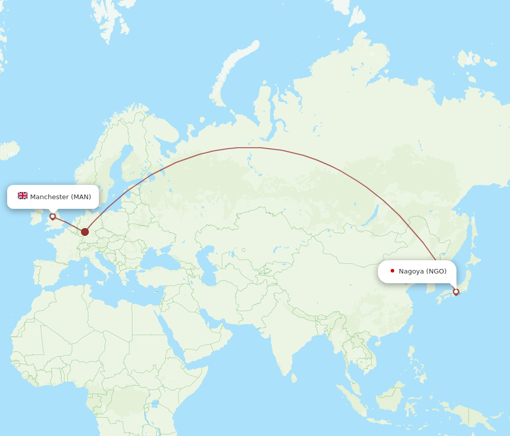 NGO to MAN flights and routes map