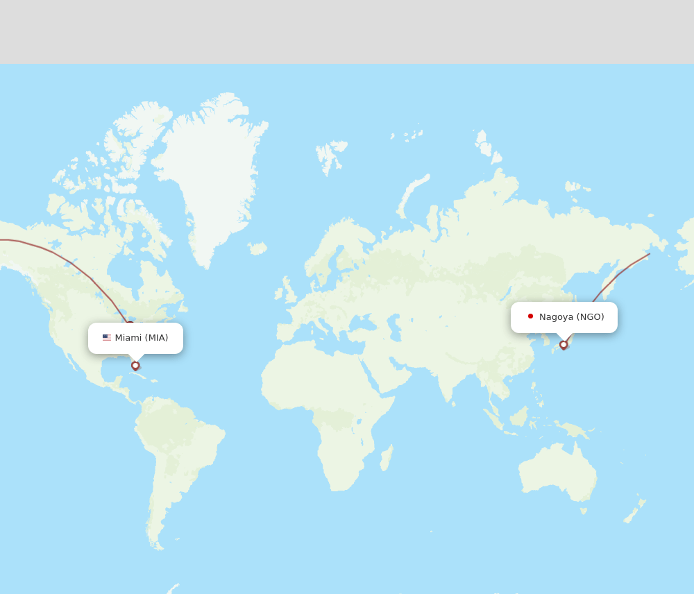 NGO to MIA flights and routes map