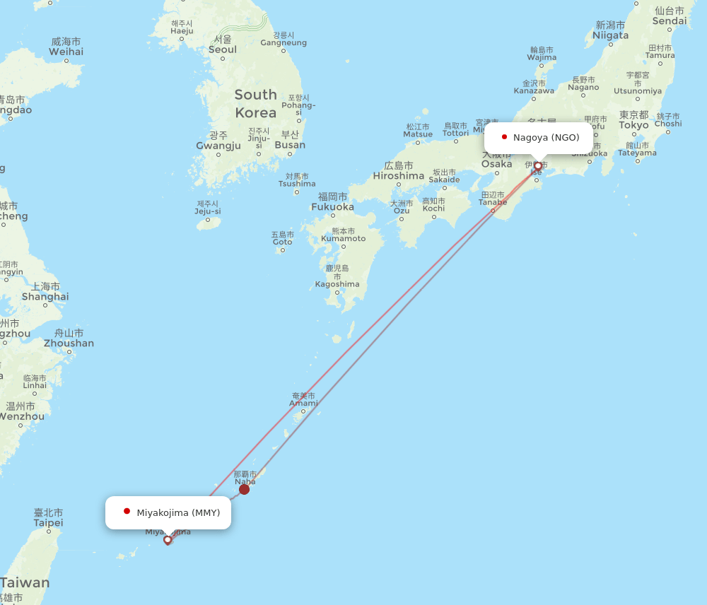 NGO to MMY flights and routes map