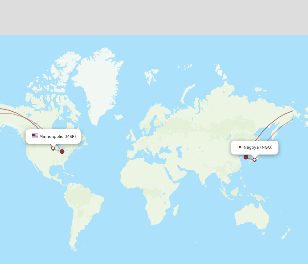 NGO to MSP flights and routes map