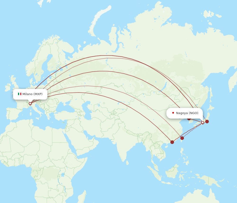 NGO to MXP flights and routes map