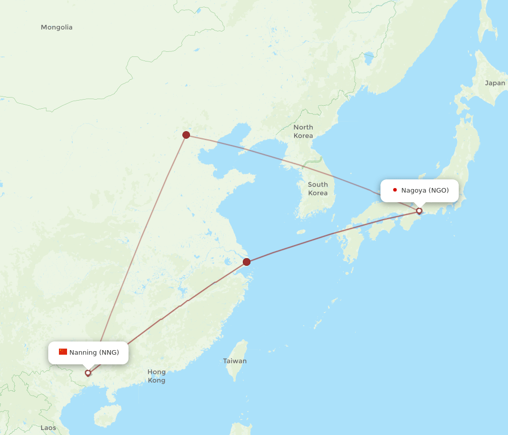 NGO to NNG flights and routes map